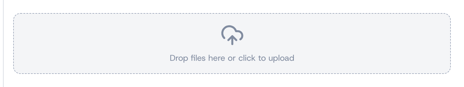 The upload area in the creative editor: drop files here or click to browse